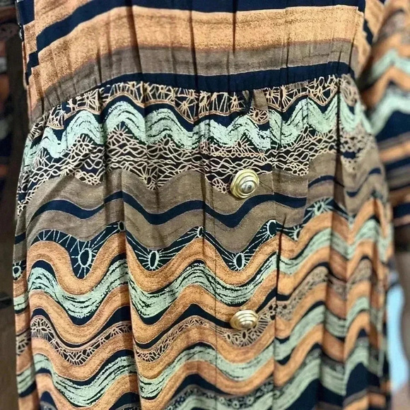 True vintage :Positive Attitude chevron Brown and Tan Knee-Length Sheath Dress-L - Picture 12 of 12